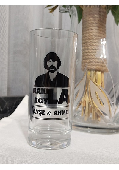 Kara Bilişim Rakı Bardağı Kişiye Özel yada Firmaya Özel Baskı