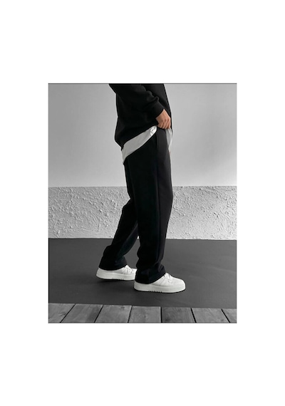 Prtnc Protonic Baggy 3 İplik Eşofman Altı Siyah Bol Paça Şardonlu Baskılı Siyahstreet