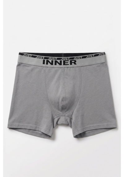 Just Inner Erkek Pamuklu Boxer Kabartma Bel Lastikli İç Giyim Konforu 135001 Gri