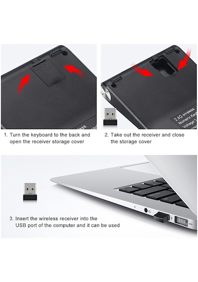 Cr43 2'si 1 Arada Kablosuz Bluetooth Ve 2.4 Ghz Bağlantı Nümerik Klavye Ve Hesap Makinesi Keypad Numlock Numped