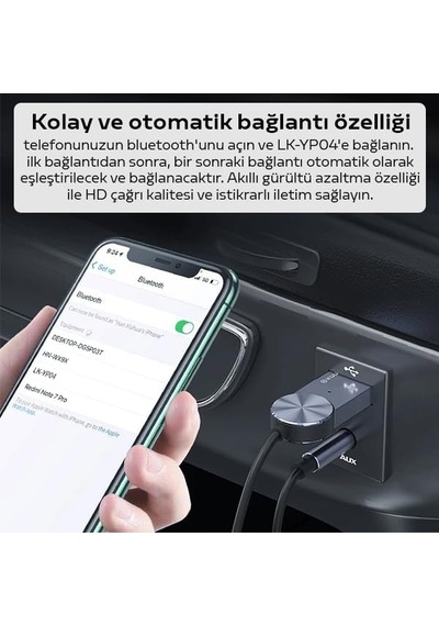 Ayrex Kuulaa Usb Bluetooth 5.0 3.5 Aux Receiver Aux Wireless Araç Kiti