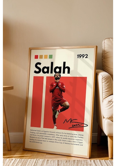 Muhammed Salah Çerçeveli Tablo - Dekoratif Çerçeveli Futbolcu Poster Tablo