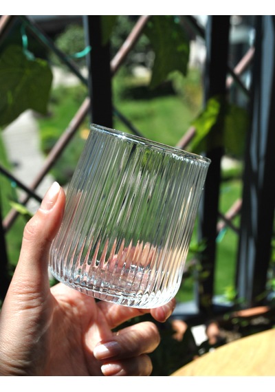6'lı Cam Meşrubat Bardağı Çizgili Su Bardak 320 Ml