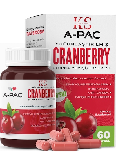 Kızılcık Sepeti A-Pac Cranberry Turna Yemişi Kızılcık Eki 60 Kapsül