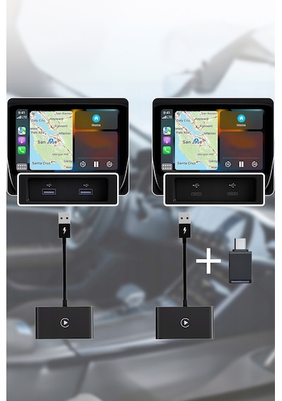 Araç Ekranı Careplay Çeviren Adaptör Tüm Cihazlar Için Kablosuz Carplay Adaptörü Siyah Kolay Kurulum