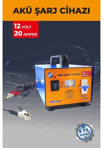 Atlas Akü Şarj Cihazı 12 Volt 20 Amper 5 Yıl Garanti