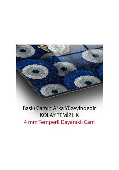 Nazar Boncuğu Fatma Ana Eli Tasarımlı Modern Duvar Dekoru Dekoratif Cam Tablo Modern Dekorasyon Temalı Dekoratif Duvar Tablosu, Salon, Ev Ve Ofis Dekoru,