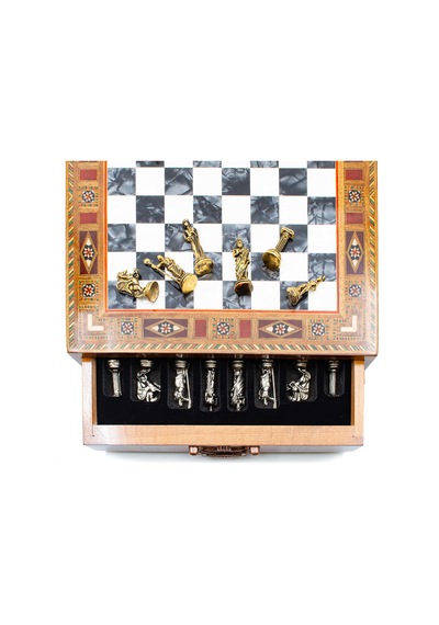 Saklamalı - 822 - Satranç Roma Oymalı Sc38s - 32cm, Siyah Tahta - Concepta - - Sc32s
