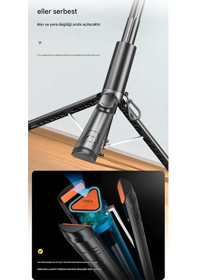 Çok Amaçlı Rgb Işıklı 1.63 Mt Uzunluk Tripod Kumandalı Video Selfie Tripod Telefon Tutucu