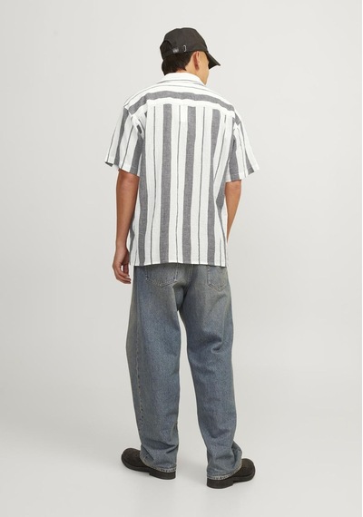 Jack & Jones Erkek Rahat Kesim Çizgili Gömlek - Luke 12255235 Tap Shoe Kiremit