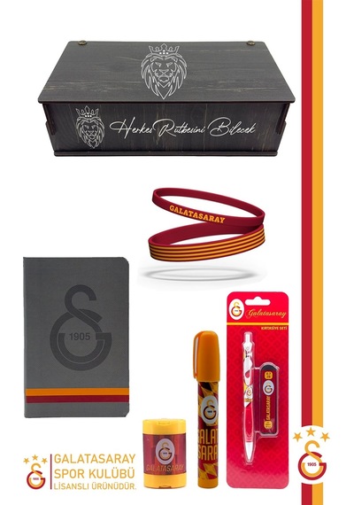 Galatasaray Orijinal Lisanslı Kalem Bileklik Bloknot Hediyelik Set Kırmızı