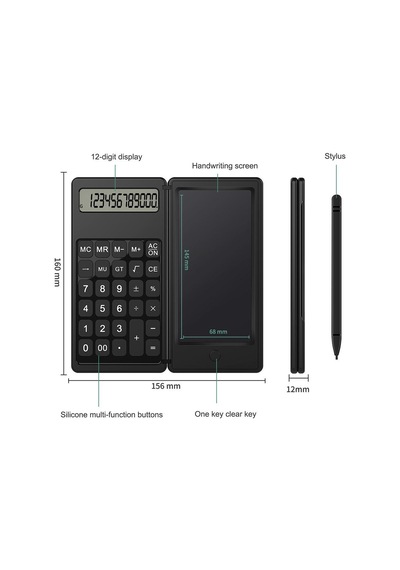 Valkyrie C5 Dijital Çizim Ekranlı Bilimsel Fonksiyonlu E-writer Hesap Makinesi Katlanabilir Sessiz Tuşlu Siyah