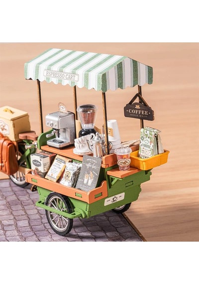 Rolife Dg182 Kahve Arabası Aromatic Coffee Dıy Minyatür Maket Model Seti Ahşap 3d Wooden Puzzle 3d Model Kit Detaylı Dekoratif Hobi Seti Ahşap Maket