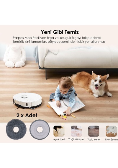Xıaomı S10 Plus Robot Süpürge 2'li Mop Bezi İle Uyumlu Robot Süpürge Mop Pedi / Bezi 2 Adet 4 Adet