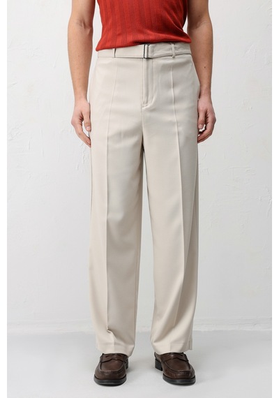 Antioch Relaxed Fit Kemerli Erkek Pantolon Bej