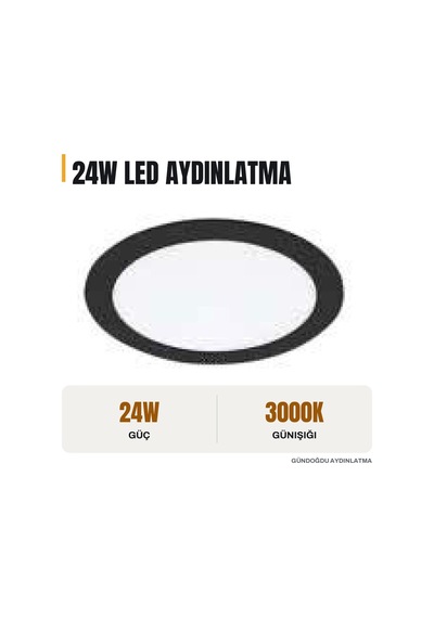 Jupıter Siyah 24w Led Panel 3000k Gün Işığı - Ld468-s830