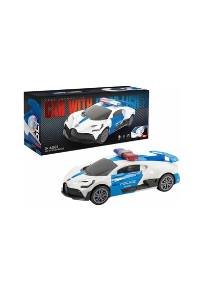 24 Cm Bugatti Polis Arabası - Otomatik Kapı Açılan Işıklı Müzikli Oyuncak Çok Renkli
