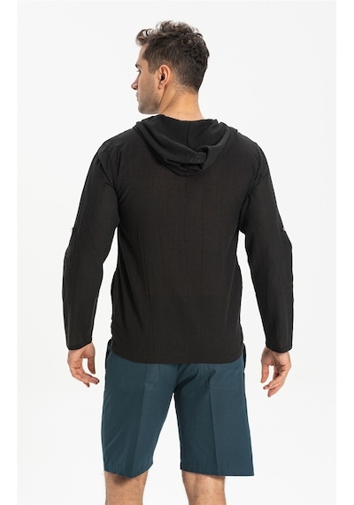 Şile Bezi Kapüşonlu Erkek Sweatshirt Siyah Syh