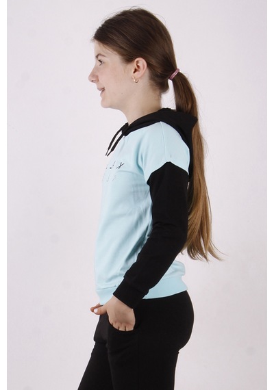 Toontoy Kız Çocuk Relax Baskılı Sweatshirt Su Yeşil