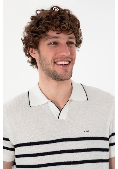 U.S. Polo Assn. Erkek Slim Fit Polo Yaka Beyaz Tişört 50302971-VR013