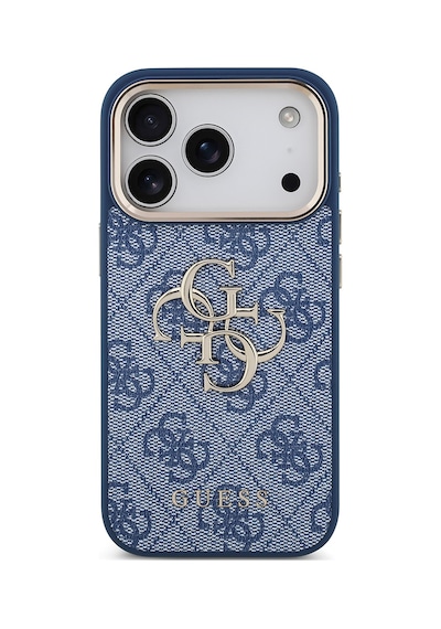 Apple Uyumlu iPhone 18 Pro Kılıf Guess Lisanslı Gold Metal Kamera Çerçeveli Metal Büyük 4g Ve Yazı Logolu Mavi