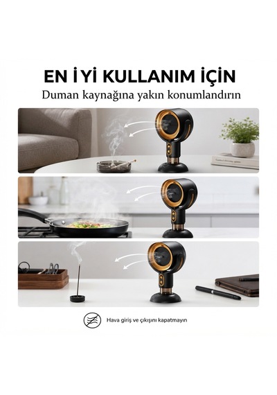 Masaüstü Duman Emici Fan Filtreli Hava Temizleyici Oda Duman Çekici Taşınabilir Mini Fan Siyah