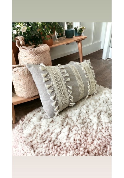 Dnc Home Tekstil Ndchome Özel Tasarım Tekli Bej Kırlent Kılıfı 35x55