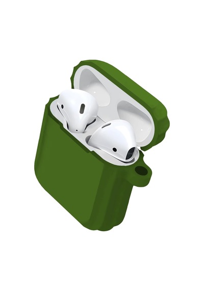 Airpods 1/2 Uyumlu Rubber Silicone Case Kancalı Yumuşak Silikon Kılıf Airpods 1 Ve 2 Uyumlu Kulaklık Kılıfı Yeşil
