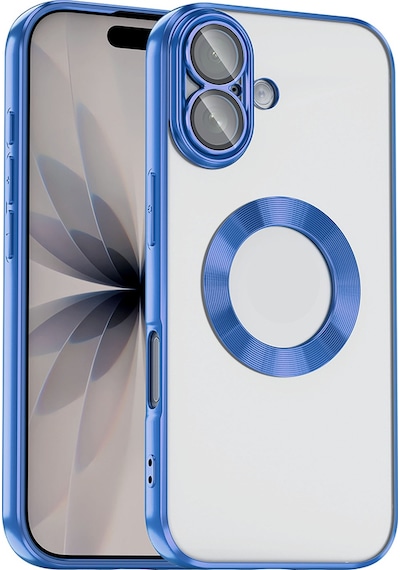 Apple Uyumlu iPhone 17 Kılıf Kamera Korumalı Logo Gösteren Zore Omega Kapak Mavi