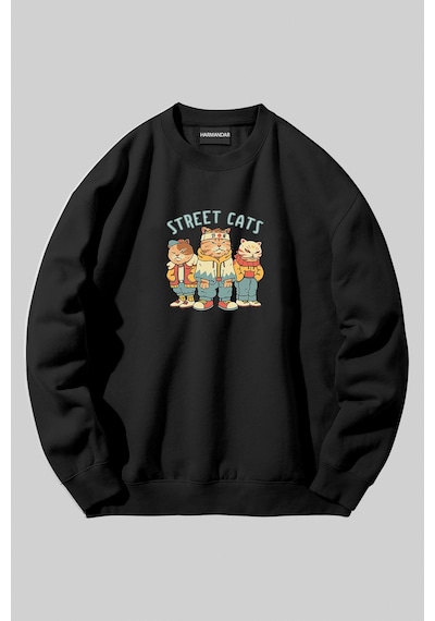 Harmandar Sokak Kedileri Baskılı Unisex Siyah Bisiklet Yaka Sweatshirt Bisikletsokakkedileri Harmandar Sokak Kedileri Baskılı Unisex Siyah Bisiklet Yaka Sweatshirt Bisikletsokakkedileri