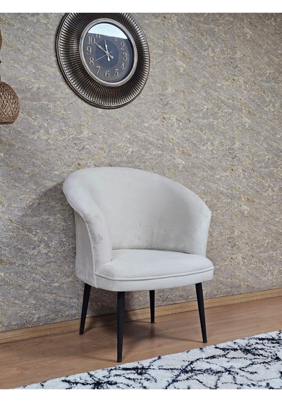 Zafir Tekli Teddy Siyah Boyalı Sivriltme Ayak Çay Seti Koltuk Tekli Berjer , Balkon, Salon, Ofis Krem