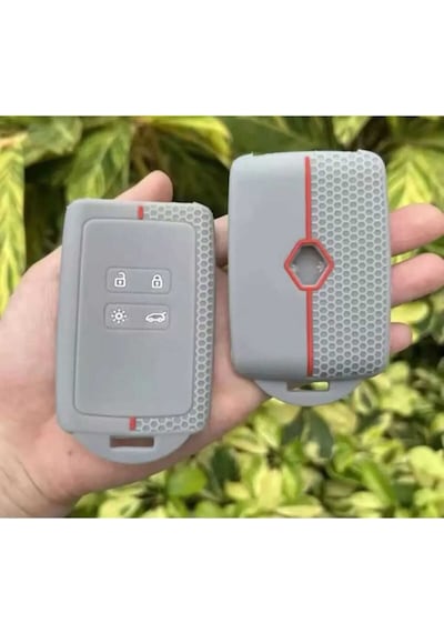 Gma Keys Lüx Renault Clio 5 Megane 4 Captur Kaleos Kadjar Anahtar Koruma Kılıfı Petek Desenli Gri Kırmızı