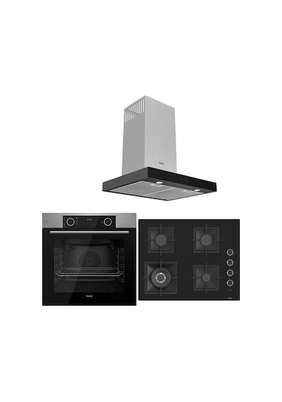 Fryart Airfryer Hava Fritözü Yağsız Kızartma XE63MI - SC405 - D100 3lü Cam Siyah Ankastre Set