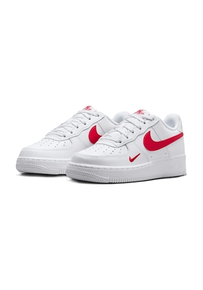 Nike Air Force1 Lv 8 Af1 Leather Unisex Sneaker White Hakiki Deri Unisex Günlük Spor Ayakkabı Beyaz Kırmızı Beyaz - Kırmızı