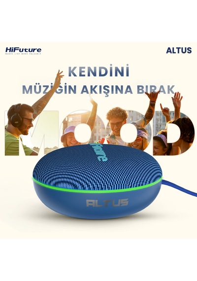HiFuture Altus Uyumlu Bluetooth 5.3 10W IPX4 Su Geçirmez Çift Modlu TWS Taşınabilir Bluetooth Hoparlör