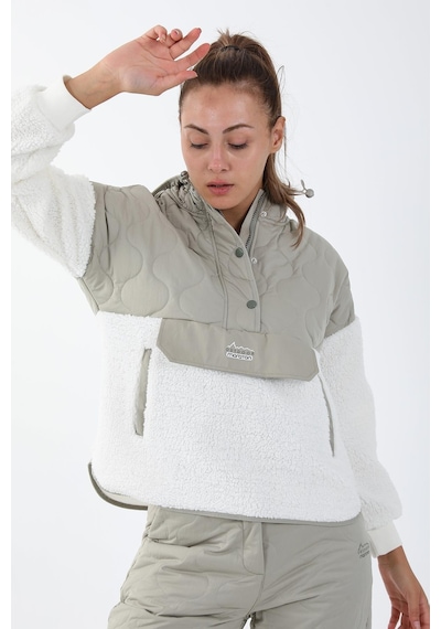 Maraton Sportswear Comfort Kadın Kapşonlu Uzun Kol Outdoor Ekru Sweatshirt 21441-ekru