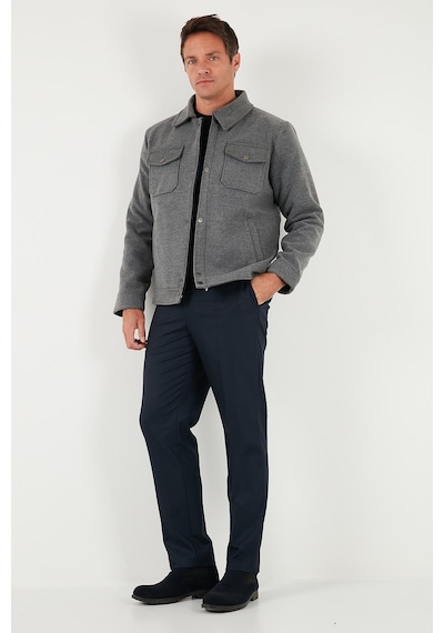 Buratti Slim Fit Ceket Yaka Astarlı Kaşe Erkek Kaban 58400347 Açık Gri