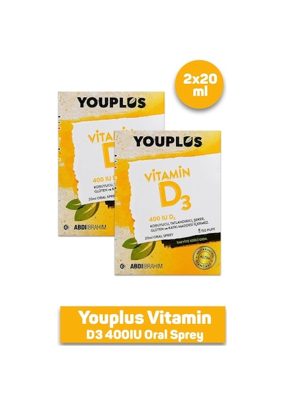 Youplus Vitamin D3 400ıu Oral Sprey 20 Ml X 2 Adet