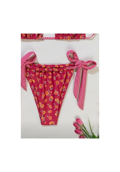 Lilly Dolce Flora Bağlamalı Bikini Takımı Kırmızı Kırmızı
