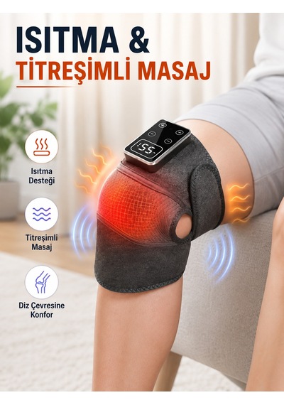 Dijital Ekranlı Isıtmalı Diz Masaj Aleti Ayarlanabilir Titreşimli Şarjlı Masaj Cihazı - Lisinya
