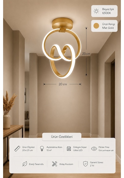 Evora Led Plafonyer Avize Beyaz Işık Eskitme
