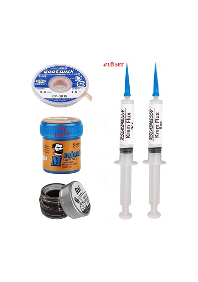 Krem Lehim Mchanc 138 C 42gr Havya Uç Temizleyici Flux Lehim Toplama Cp-3015 Lehim Emme Teli Seti03