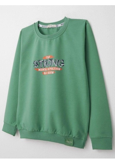 Erkek Çocuk Stay Strong Yazılı Eşofman Takım-14692 Yeşil