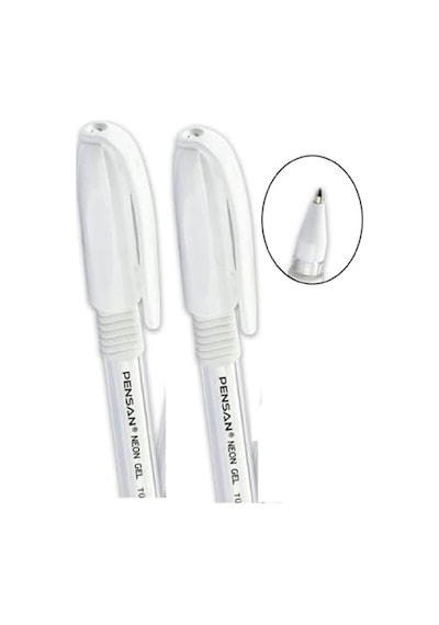 Ayrex Pensan Beyaz Neon Tükenmez Kalem Jel 1.0 Mm 2 Adet Genel