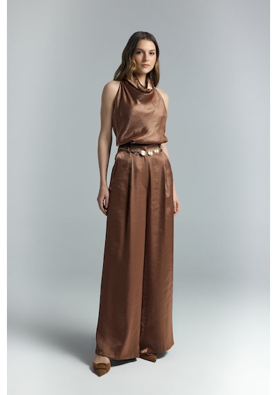 Sateen Aura Pantolon - Kahve-137307