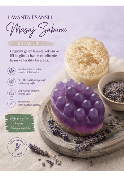 Doğal Kabak Lifli Lavanta Esanslı Masaj Sabunu