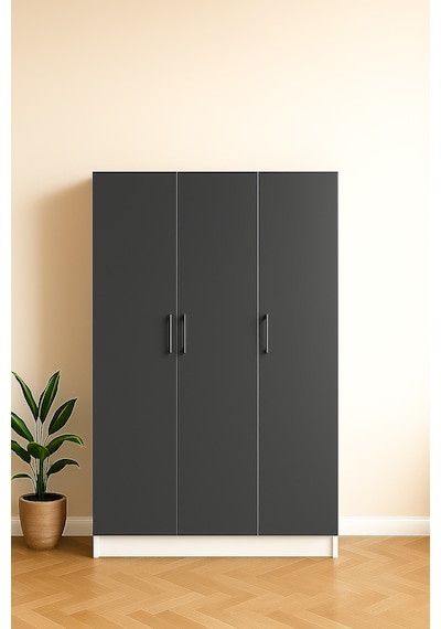 3 Kapaklı Elbise Dolabı 180 118 50 Cm Antrasit