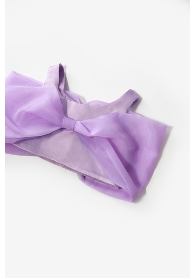 Le Mabelle Lila Büyük Fiyonklu Kız Çocuk Crop Bluz - Edith Lila