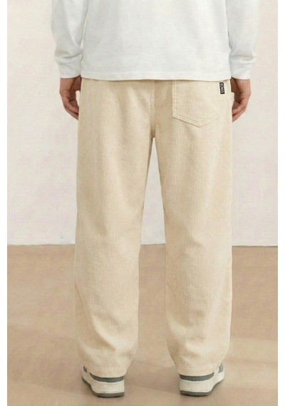 Genius Store Genıus Erkek Pantolon Fitilli Kadife Bol Paça Oversize Pantolon Taş