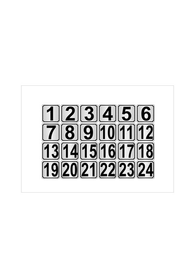 Metal Kapı,Masa,Dolap Numarası 3,5Cmx3,5Cm 24 Adet (1…24)